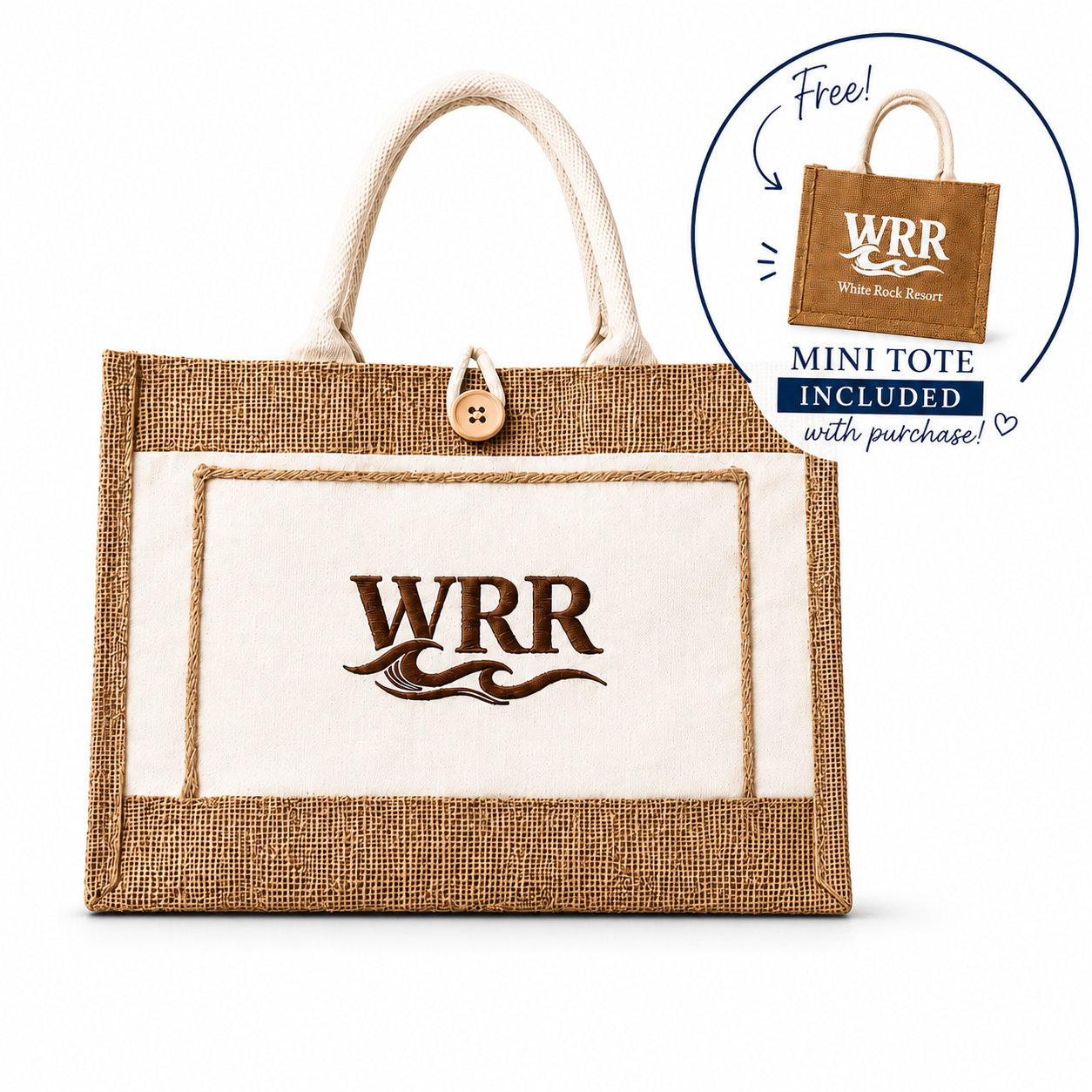 WRR Coastal Jute Tote - Natural Beige (Includes FREE Mini Tote) - Image 2